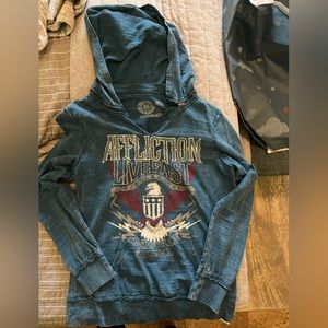 Barely worn like new affliction hoodie with removable zip hood